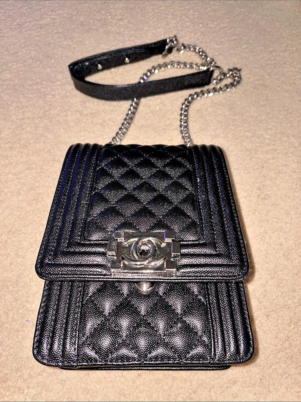 Designer inspired Vertical Flap Bag Quilted Black Crossbody